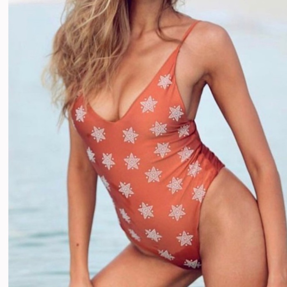 Beach Riot One-Piece Swimsuit with Silver Sparkle Star Embellishments